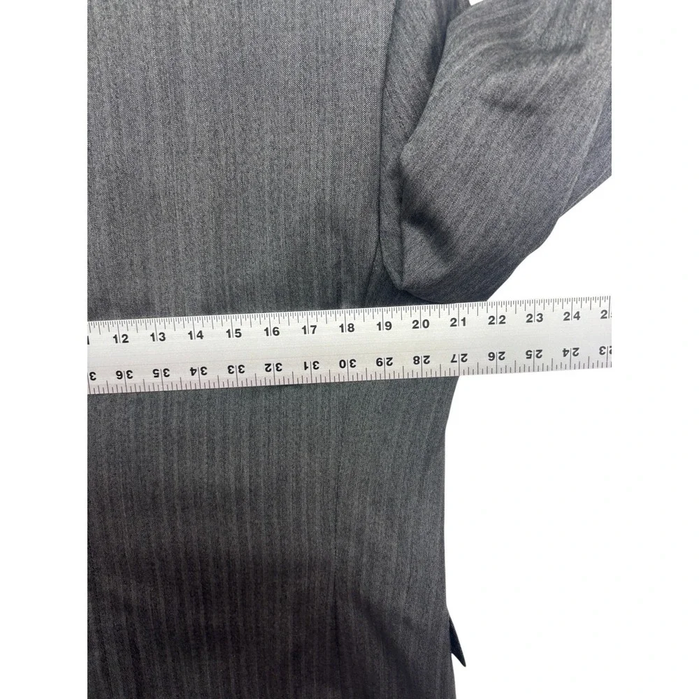 Joseph Abboud 40S 34x30 Gray Herringbone 3pc Pant Suit Italian Flannel Wool